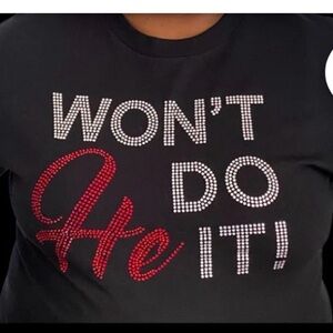 “Won’t He Do It” Rhinestone Tee + Matching Bling Mask | Faith Set